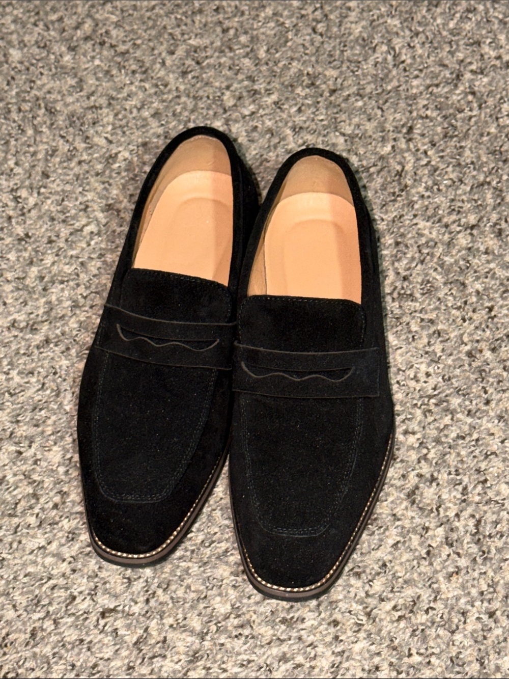 Men's Black Suede Penny Loafers